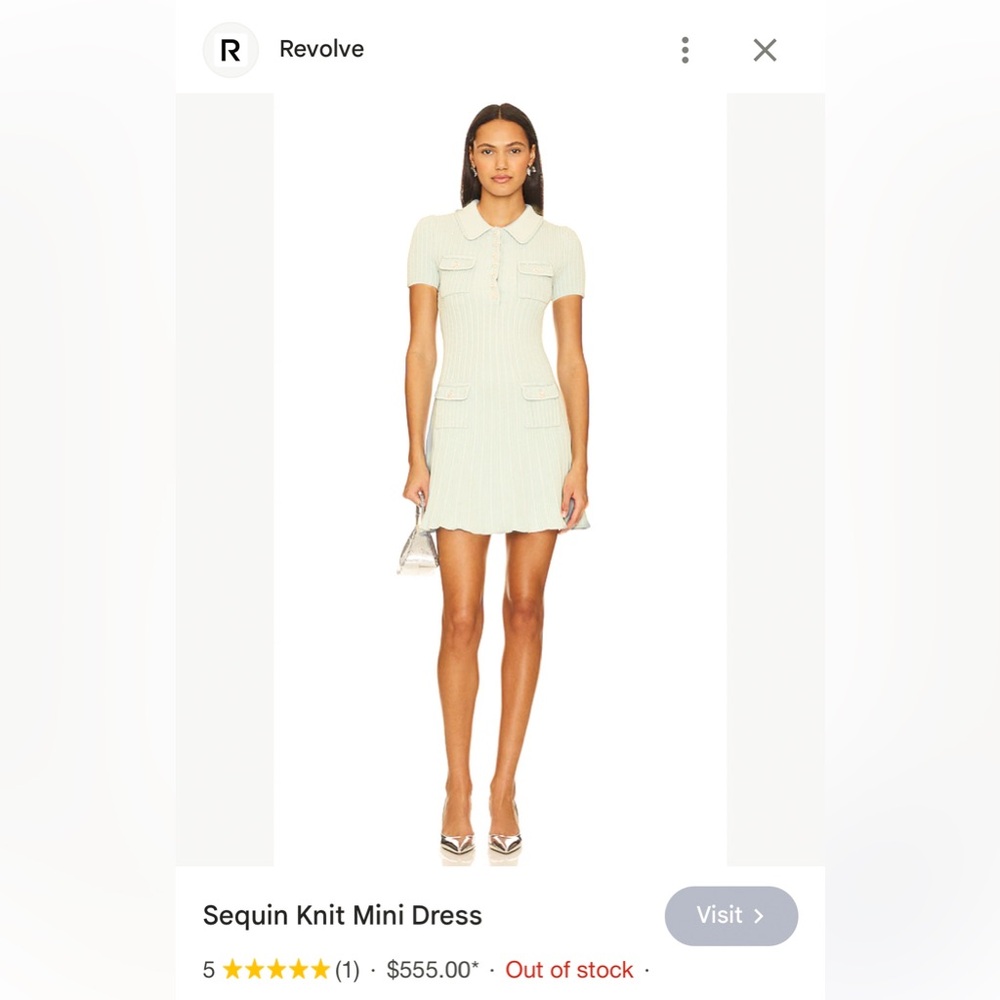 Self-Portrait Revolve Cream Sequin Knit Mini Dress Sz S